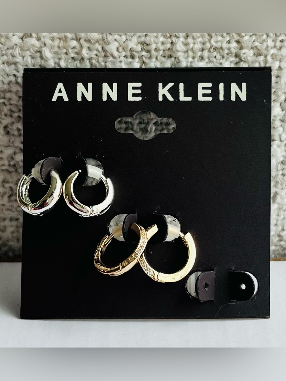 Anne Klein Gold and Silver Hoop Earring Duo